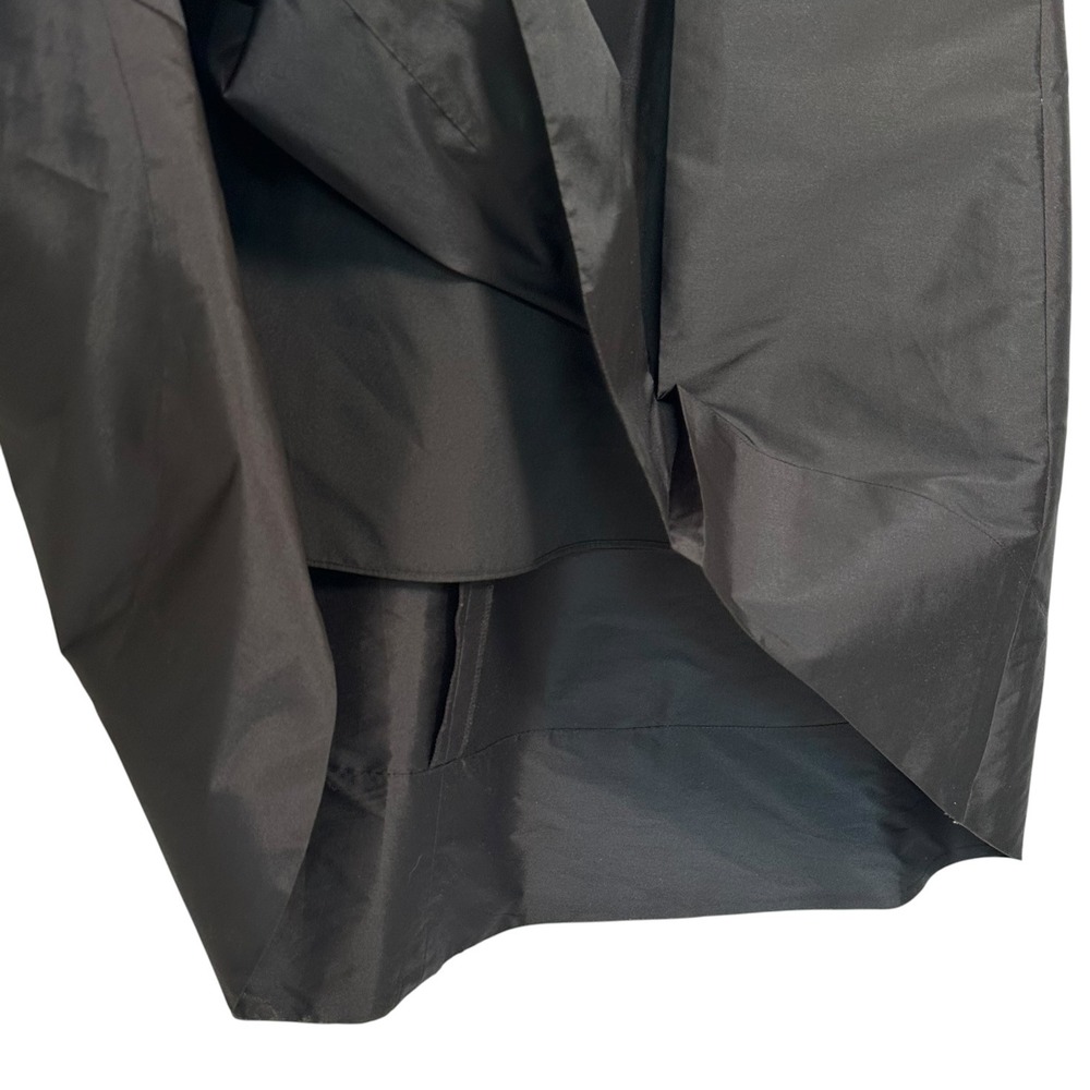 Alfred Sung Midi Dress High Low V-Neck Pleated Pocket Black‎ 12 Dupioni Satin - Picture 9 of 11